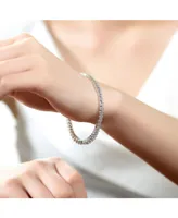 Genevive Sterling Silver with Rhodium Plated Clear Cubic Zirconia Tennis Bracelet