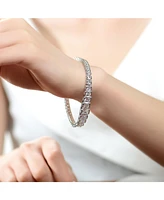 Genevive Sterling Silver Shimmering Clear Cubic Zirconia Tennis Bracelet