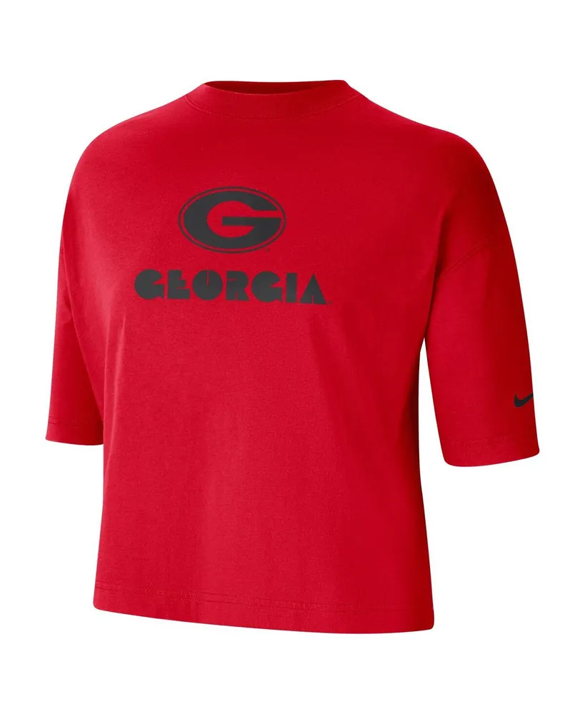 Women's Nike Red Georgia Bulldogs Crop Performance T-shirt