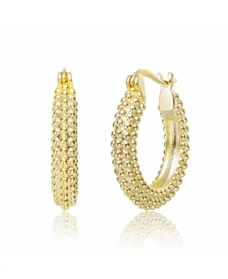 Rachel Glauber 14K Gold Plated Ribbed Hoop Earrings