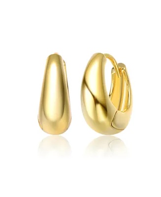 Genevive Sterling Silver 14K Gold Plated Clear Cubic Zirconia Mini Huggie Hoop Hinged Post Earrings