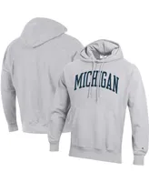 Men's Champion Heathered Gray Michigan Wolverines Team Arch Reverse Weave Pullover Hoodie