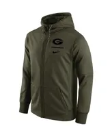 Men's Nike Olive Georgia Bulldogs Tonal Logo Stack Performance Full-Zip Hoodie