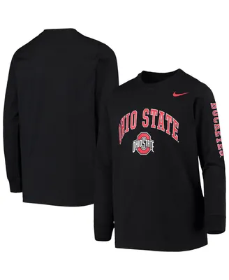 Big Boys Nike Black Ohio State Buckeyes Arch and Logo 2-Hit Long Sleeve T-shirt
