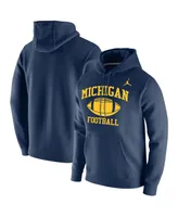 Men's Jordan Navy Michigan Wolverines Retro Football Club Fleece Pullover Hoodie