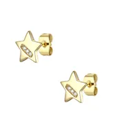 Rachel Glauber 14k Gold Plated with Cubic Zirconia Lucky Star Stud Earrings