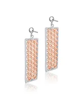 Genevive Stylish Sterling Silver Two-Tone Dangling Earrings