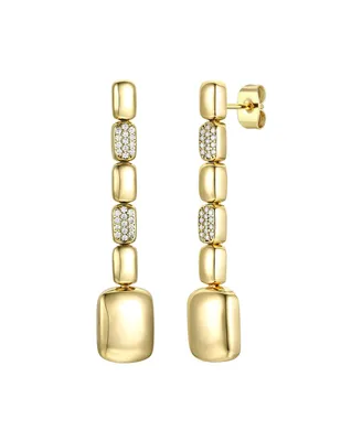 Rachel Glauber 14k Gold Plated Sterling Silver with Cubic Zirconia Rectangle Link Linear Dangle Earrings