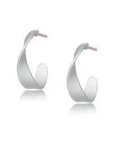 Genevive Classy Sterling Silver Twisted Hoop Earrings