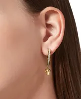Philipp Plein Gold-Tone Ip Stainless Steel 3D $kull & Plein Lettering Mismatch Charm Pave Hoop Earrings