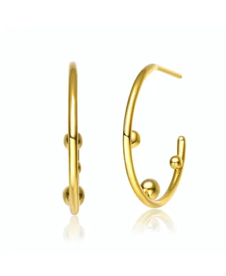 14K Gold Plated Beaded Open Hoop Earrings