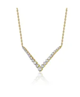 Genevive Radiant 14K Yellow Gold-Plated Cubic Zirconia Chevron Layering Necklace