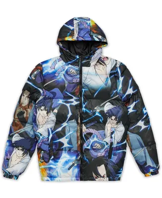 Reason Men's Naruto Sasuke All Over Print Puffer Jacket