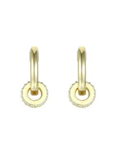 Rachel Glauber 14K Gold Plated Round Cubic Zirconia Small Hoop Earrings