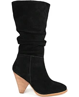 Journee Signature Women's Syrinn Slouch Cone Heel Mid Shaft Dress Boots