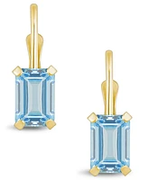 Macy's Aquamarine (1-1/10 Ct. T.w.) Leverback Earrings 10K Yellow Gold or White