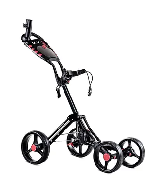 Folding 4 Wheel Golf Pull Push Cart Trolley Club Umbrella