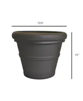 Tusco Products Plastic Rolled Rim Garden Pot, Espresso