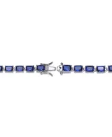 Genevive Sterling Silver Blue Cubic Zirconia Tennis Bracelet