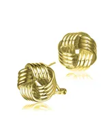 Rachel Glauber 14K Gold Plated Twisted Button Stud Earrings