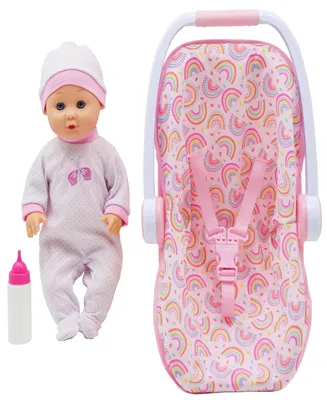 Dream Collection Baby Doll with toy Carrier Car Seat Gi-Go Dolls Kids 3 Piece Playset