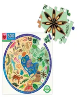 Eeboo Piece and Love Biodiversity 500 Piece Adult Round Jigsaw Puzzle Set