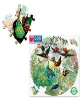 Eeboo Piece Love Hummingbirds Round Circle Jigsaw Puzzle Set, 500 Piece