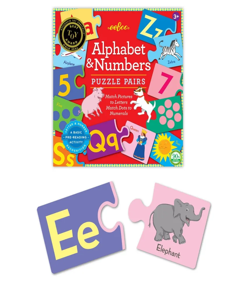 Eeboo Alphabet Numbers 72-Piece Puzzle Pairs Set