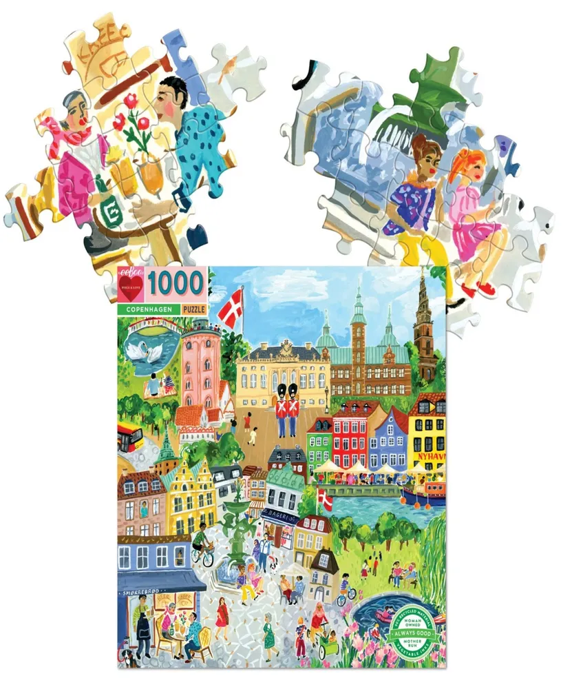 Eeboo Piece and Love Copenhagen Square Adult Jigsaw Puzzle Set, 1000 Piece