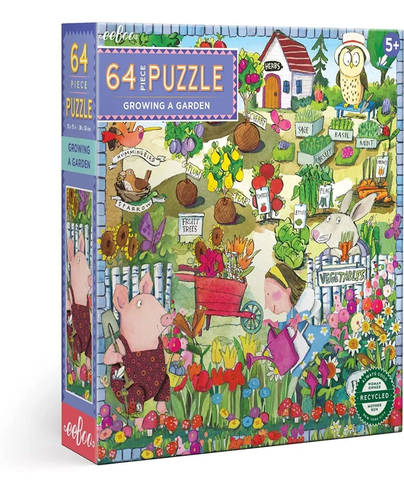 Eeboo Growing a Garden Jigsaw Puzzle Set, 64 Piece