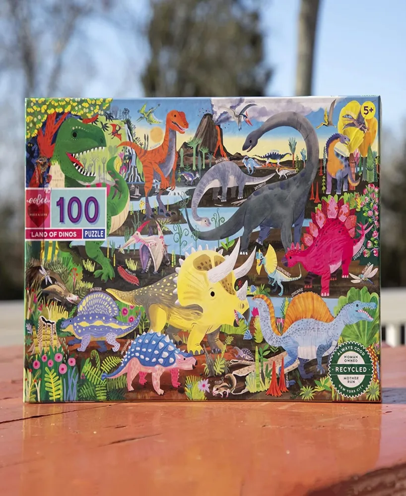 Eeboo Land of Dinosaurs 100 Piece Puzzle Set