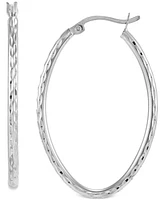 Giani Bernini Textured Oval Medium Hoop Earrings 35mm, Created for Macy's