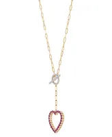 Ruby (1/2 ct. t.w.) & Diamond (1/8 ct. t.w.) Heart Toggle 18" Pendant Necklace in 14k Gold