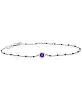 Amethyst (1/6 ct. t.w.) & Enamel Bead Link Bracelet in Sterling Silver