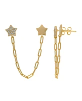 Macy's Cubic Zirconia Double Star Chain Dangling Earrings