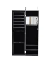 Costway Wall Door Mounted Mirrored Jewelry Cabinet Storage Organizer