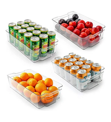 Zulay Kitchen 4 Pack Extra Large Clear Fridge Organizers and Storage