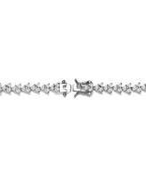 Genevive Sterling Silver with Rhodium Plated Clear Round Cubic Zirconia 3-Stone Triangular Link Bracelet