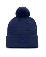 Women's Fanatics Navy Washington Capitals Authentic Pro Road Cuffed Knit Hat with Pom