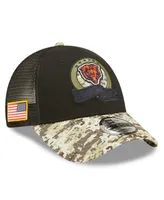 Big Boys New Era Black and Camo Chicago Bears 2022 Salute To Service 9FORTY Snapback Trucker Hat