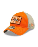 Men's New Era Orange and Natural Denver Broncos Devoted Trucker 9TWENTY Snapback Hat