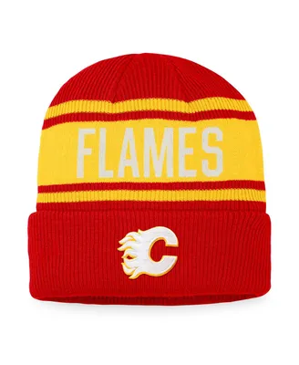 Men's Fanatics Red and Gold Calgary Flames True Classic Retro Cuffed Knit Hat