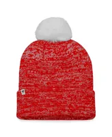 Women's Fanatics Red Calgary Flames Glimmer Cuffed Knit Hat with Pom