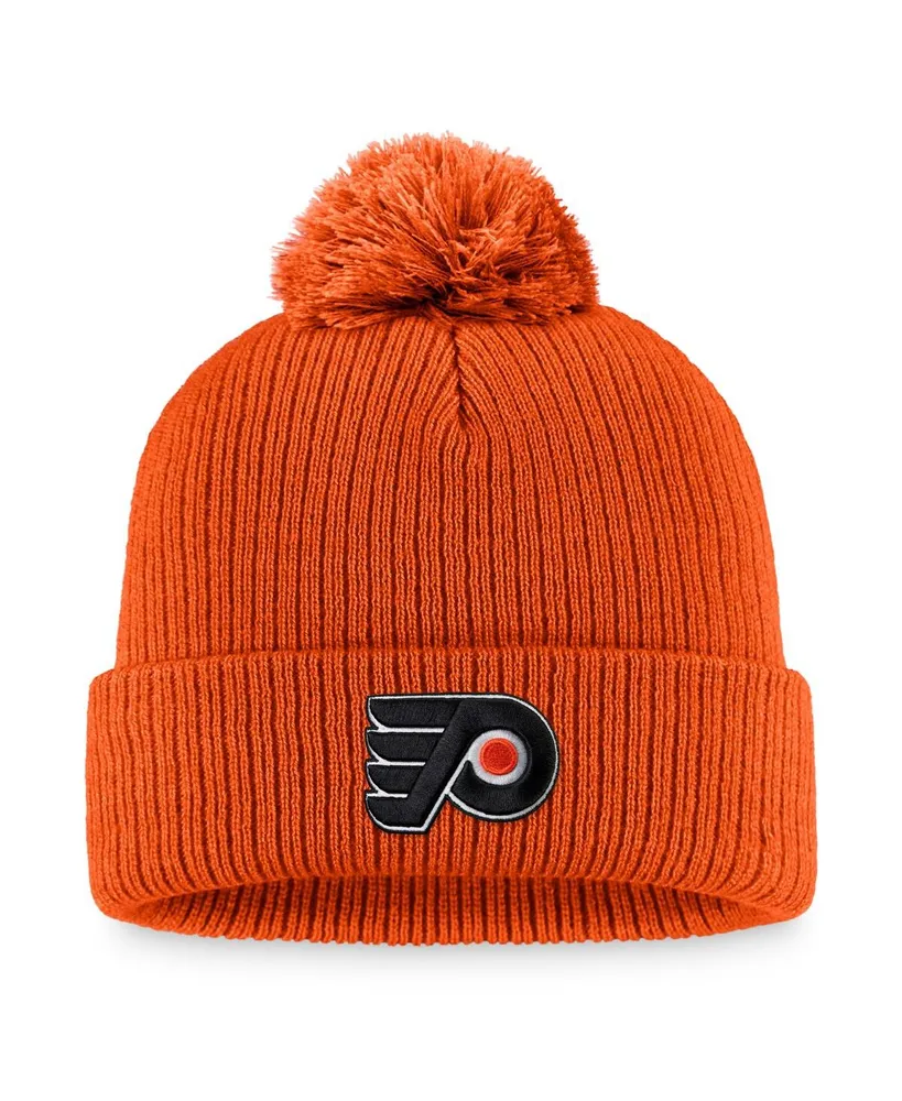 Men's Fanatics Orange Philadelphia Flyers Core Primary Logo Cuffed Knit Hat with Pom