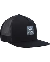 Men's Rvca Black Wordmark Va Atw Print Trucker Snapback Hat
