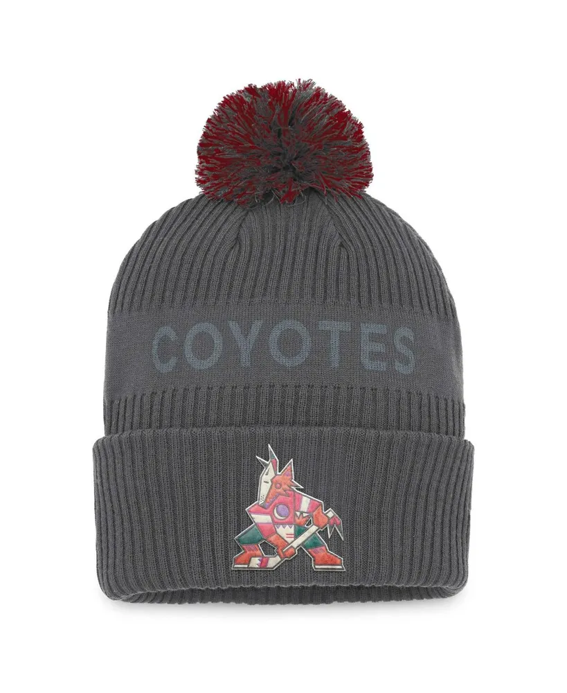 Men's Fanatics Charcoal Arizona Coyotes Authentic Pro Home Ice Cuffed Knit Hat with Pom