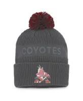 Men's Fanatics Charcoal Arizona Coyotes Authentic Pro Home Ice Cuffed Knit Hat with Pom