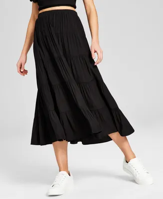 And Now This Women's Pull-On Tiered Maxi Skirt