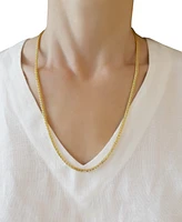 Polished Square Wheat 24" Chain Necklace (3mm) in 14k Gold