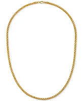 Polished Square Wheat 20" Chain Necklace (3mm) in 14k Gold